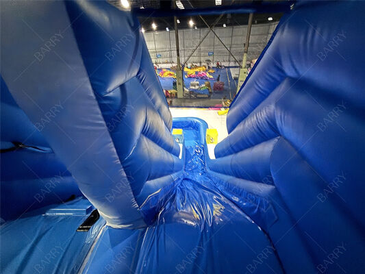 Commercial Blue Wave Kids Backyard PVC Inflatable Slide With Pool Untuk Penggunaan Rumah