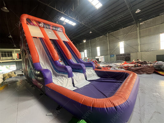 Commercial Grade Double Lane Inflatable Slide With Pool, Trendy Neon/TikTok Themed Dry/Wet Slide Untuk Pesta Sewa & Acara Sistem Mainkan Anak-anak