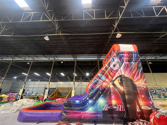 Commercial Grade Double Lane Inflatable Slide With Pool, Trendy Neon/TikTok Themed Dry/Wet Slide Untuk Pesta Sewa & Acara Sistem Mainkan Anak-anak