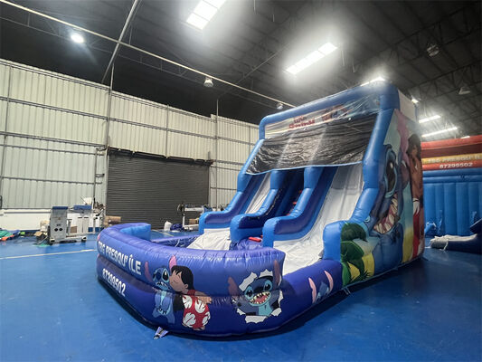 Seluncuran Tiup Tiga Jalur Bertema Lilo & Stitch | Seluncuran Air Anak Kualitas Komersial