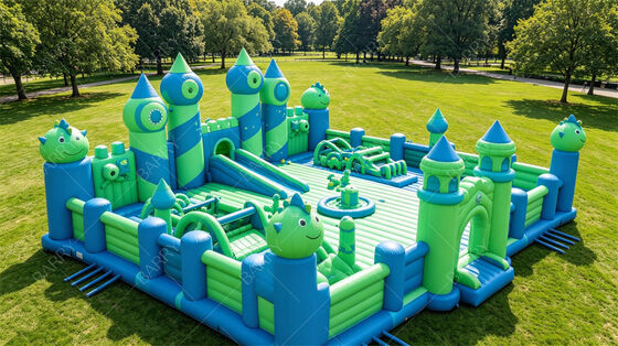 Magic Purple Castle Inflatable Fun City All-in-One Bounce & Obstacle Course dengan Giant Slide PVC komersial untuk tempat lalu lintas tinggi & rental pesta