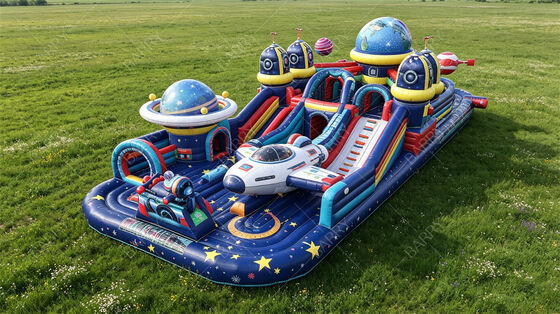 Taman Bermain Tiup Pangkalan Galaxy Moon Ungu | Kastil Bouncing Luar Angkasa Kelas Komersial dengan Fitur Perosotan, Lubang Bulan & Astronot | Untuk Bisnis Penyewaan & Festival