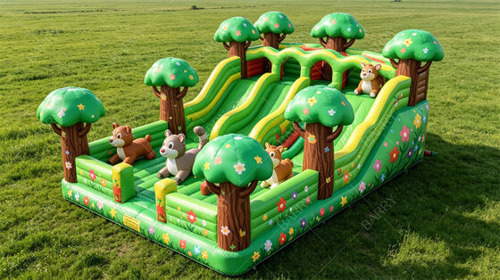 Jungle Treehouse Rumah Bouncing Inflatable dengan Slide Commercial Kids Party Combo