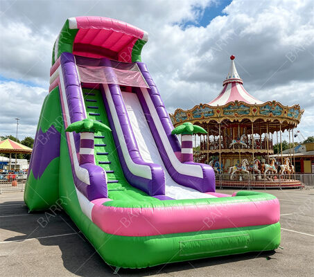 18ft Tinggi Safari Tiger Cetak Inflatable Water Slide