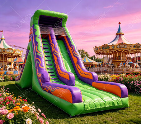 18ft Tinggi Safari Tiger Cetak Inflatable Water Slide