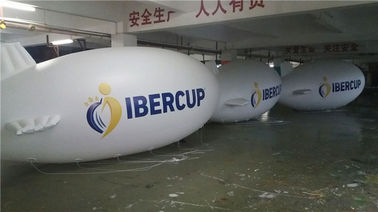 6m Panjang Helium Inflatable Blimp White Untuk Promosi Iklan Fire Resistance