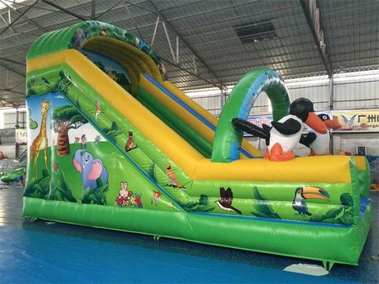 Kartun  Tema Taman Air Tiup Mengambang Slide 7 * 4 * 5 m Slide Untuk Anak-anak