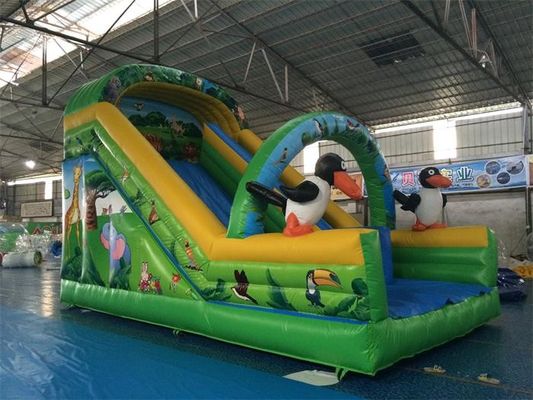 Kartun  Tema Taman Air Tiup Mengambang Slide 7 * 4 * 5 m Slide Untuk Anak-anak