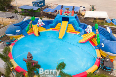 0.9/0.55mm PVC Inflatable Amusement Water Park Pool Slide Kustomisasi Fleksibel