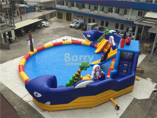 0.9/0.55mm PVC Inflatable Amusement Water Park Pool Slide Kustomisasi Fleksibel