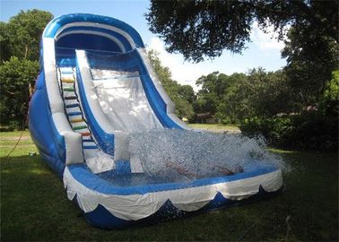 Cool Inflatable Adult Water Slide / Halaman Belakang Biru Inflatable Wet Slide