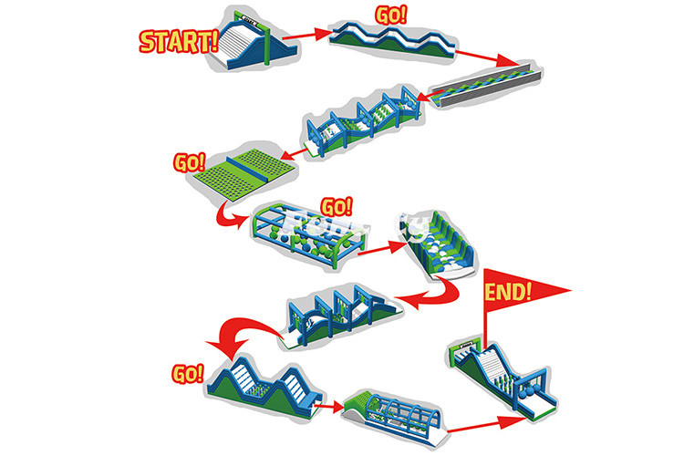 Large Long 5km Obstacle Course Inflatable Obstacle Course 5k Race Pvc Custom Logo Air Blower Termasuk