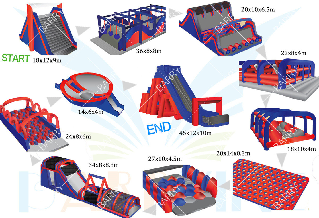 Kasus Komersial Singapura Acara Besar Inflatable 5km Giant Inflatable Obstacle Course Bouncy Castle 5k Aktivitas