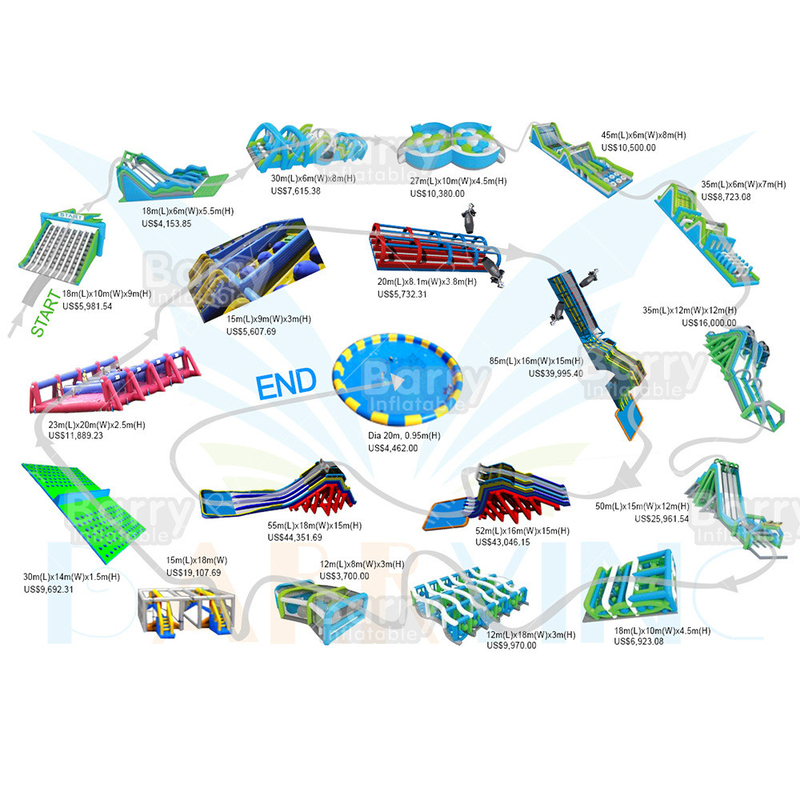 OEM ODM Layanan 5k Inflatable Course Outdoor Besar Dewasa Insane Inflatable 5k Dekat Saya Untuk Anak-anak Dan Dewasa