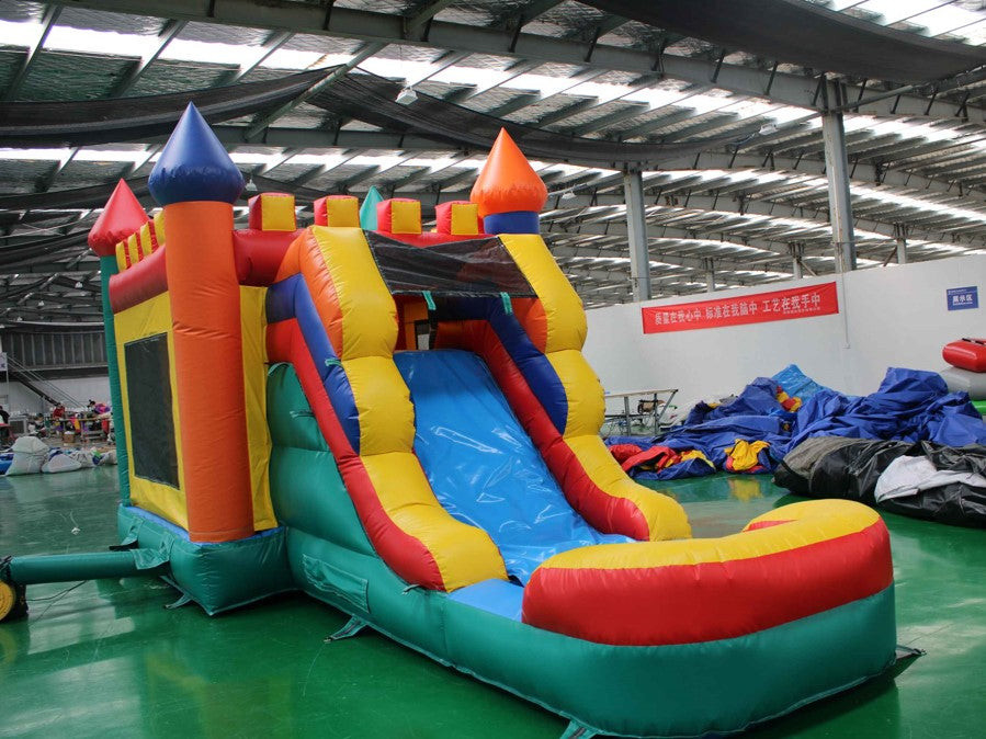 Komersial Kelas PVC Anak Custom Logo basah atau kering Kastil Bounce House Dengan Slide Jenis Mainan Hiburan