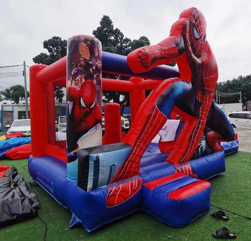 Indoor / Outdoor Spiderman Bounce House dengan Slide untuk pesta anak bertema