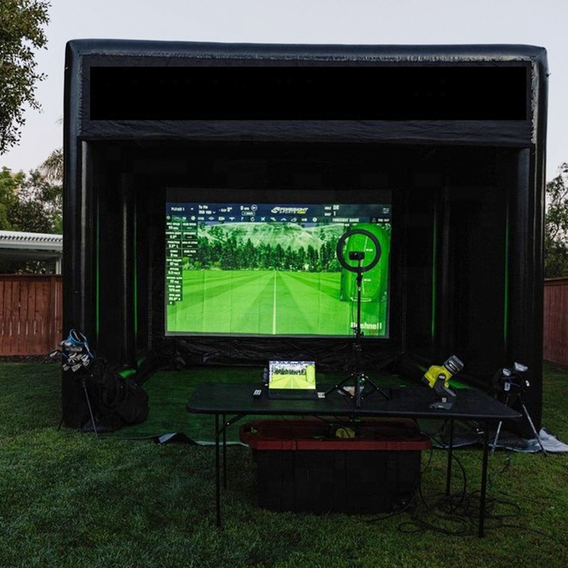 Pelatihan Golf Luar Ruangan Terkunci Menembak Kandang Layar Golf Simulator Inflatable Tent Untuk Olahraga