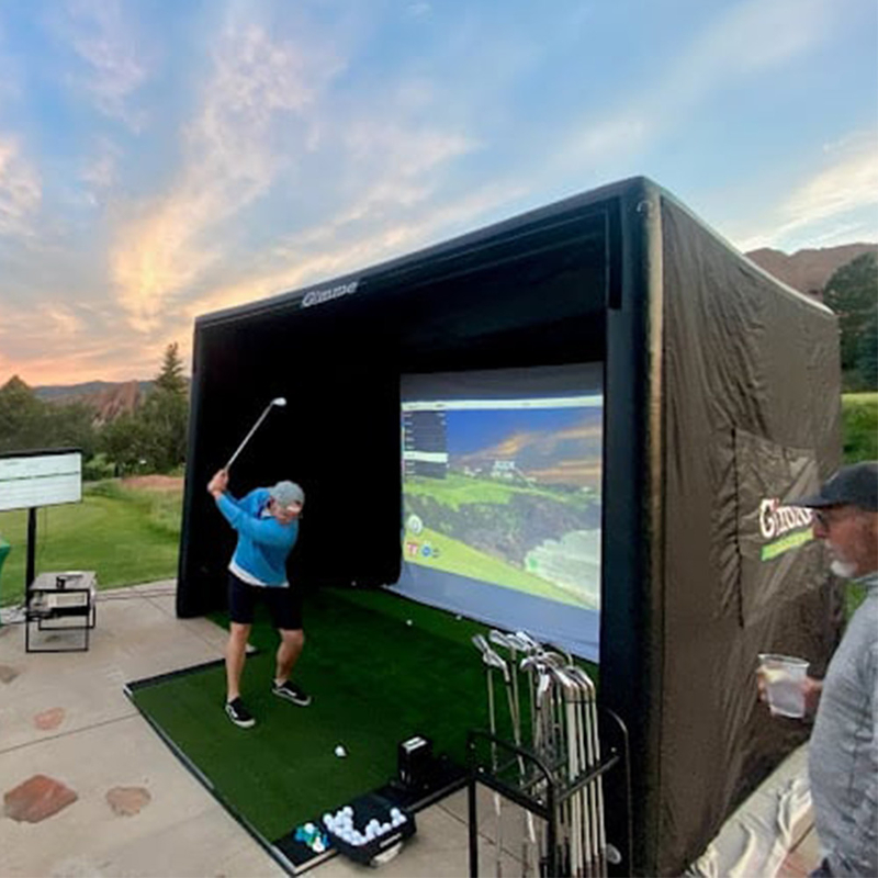 Kandang Pelatihan Golf Portable Golf Simulator Inflatable Proyektor Shooting Tent Dengan Layar