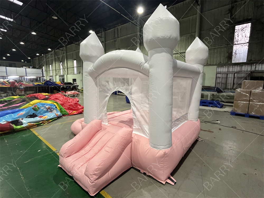 3.3x3m Putih Dan Pink Cantik Inflatable Wedding Bouncer Slide Combo Jumping Castle Slide