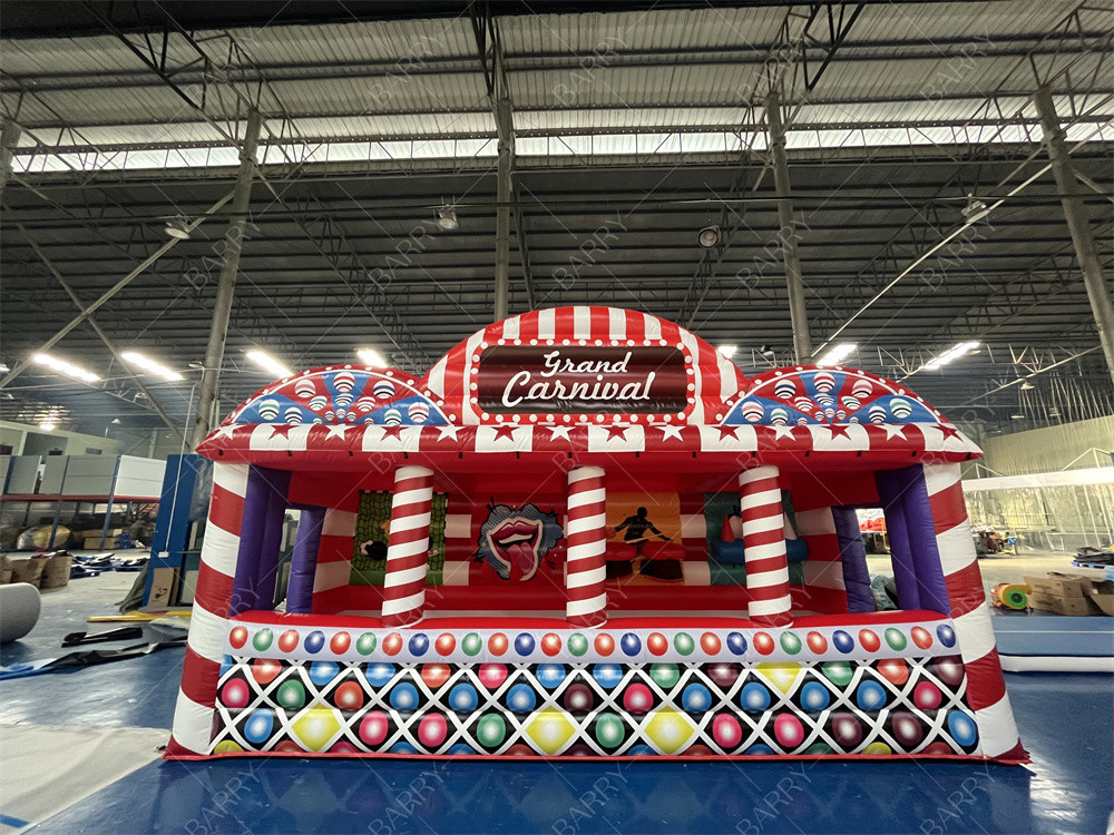 Olahraga 3 Game Karnaval Game Booth 4 In 1 Combos Inflatable Grand Carnival Game Tent