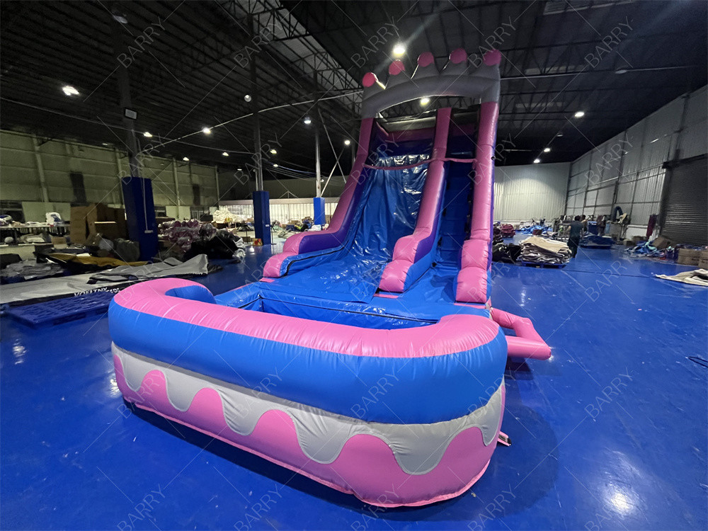 8.4x3.6x6m Jumper Custom Bouncy Kids Pink Princess Air Slide Inflatable Untuk Pesta