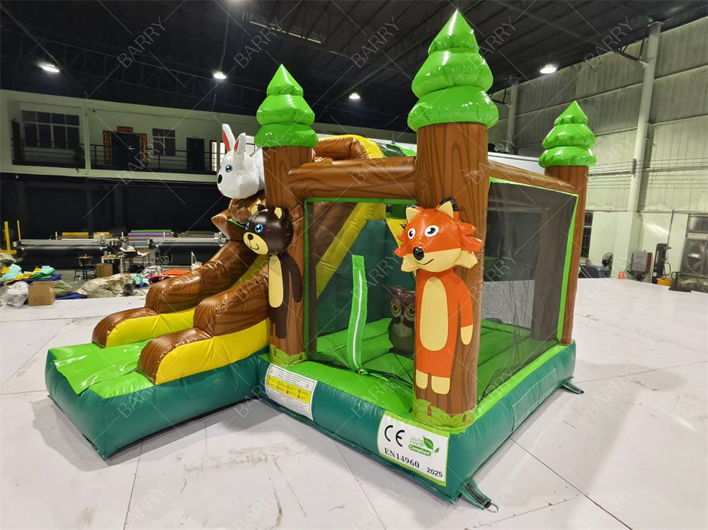 3.6x3x2.4m Tema Hewan Hutan Hujan Melompat Bouncy Castle Komersial Rumah Bounce Inflatable