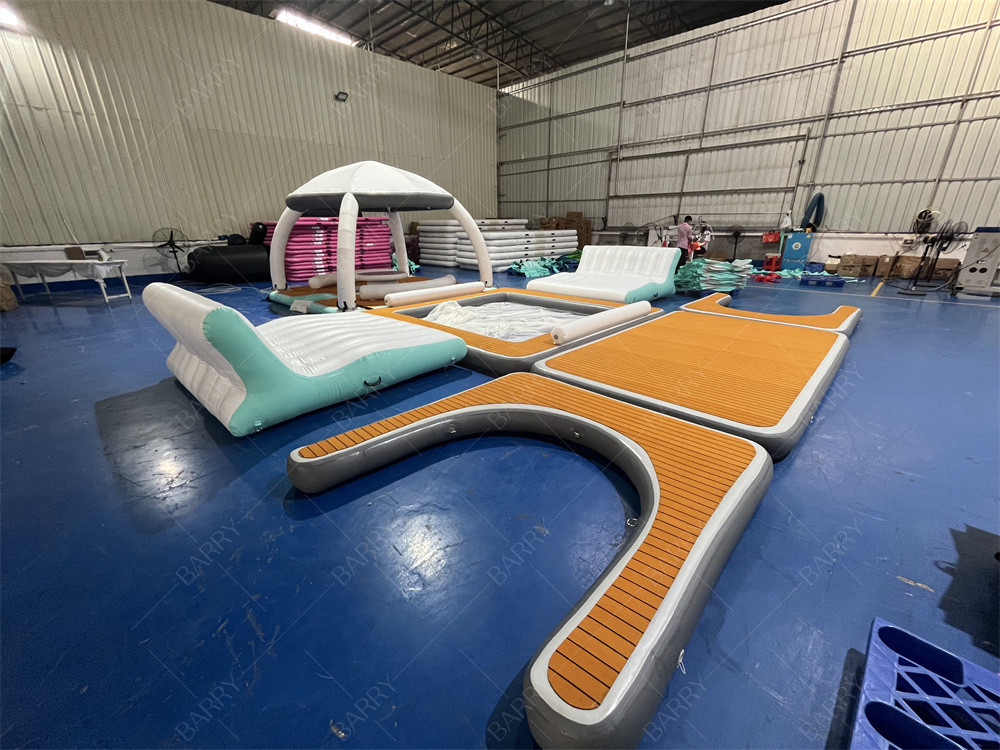 Permainan Olahraga Air Mewah Inflatable Bana Inflatable Dock Platform Beach Party Bana Inflatable Floating Cabana