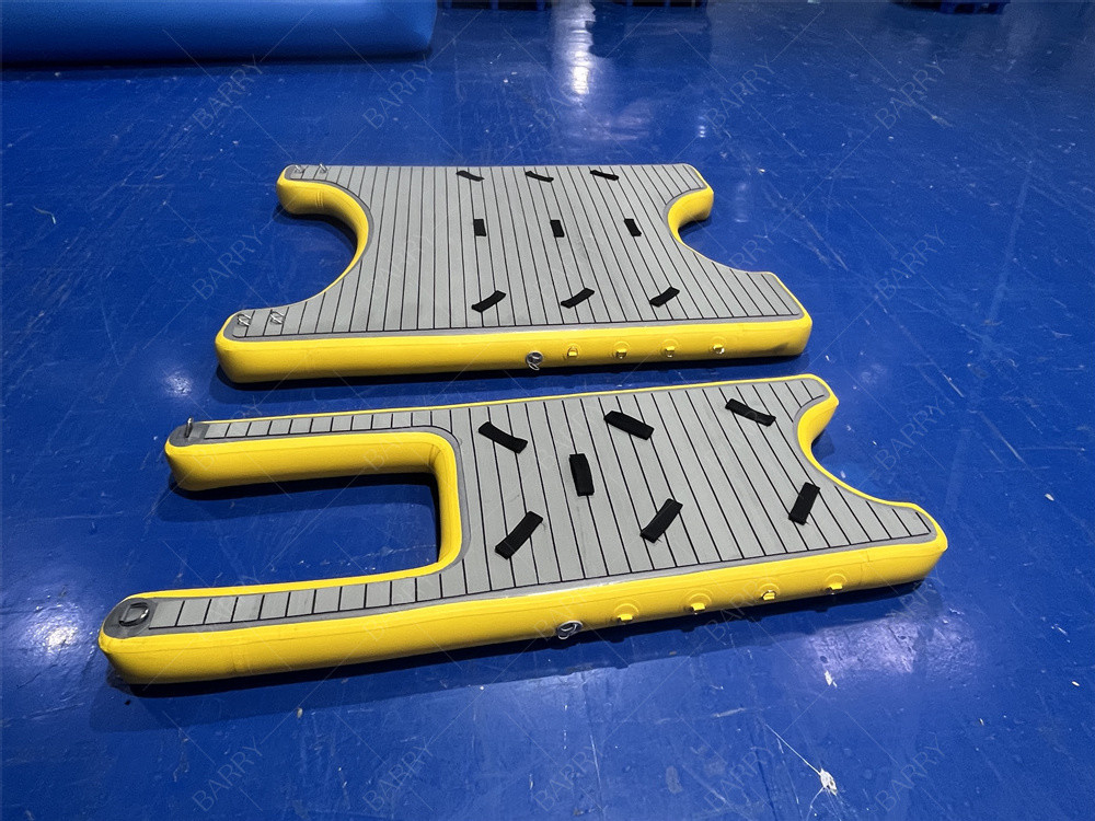Drop Stitch platform berenang kembung perahu terapung, U platform perahu kembung stasiun untuk perahu dan jet ski