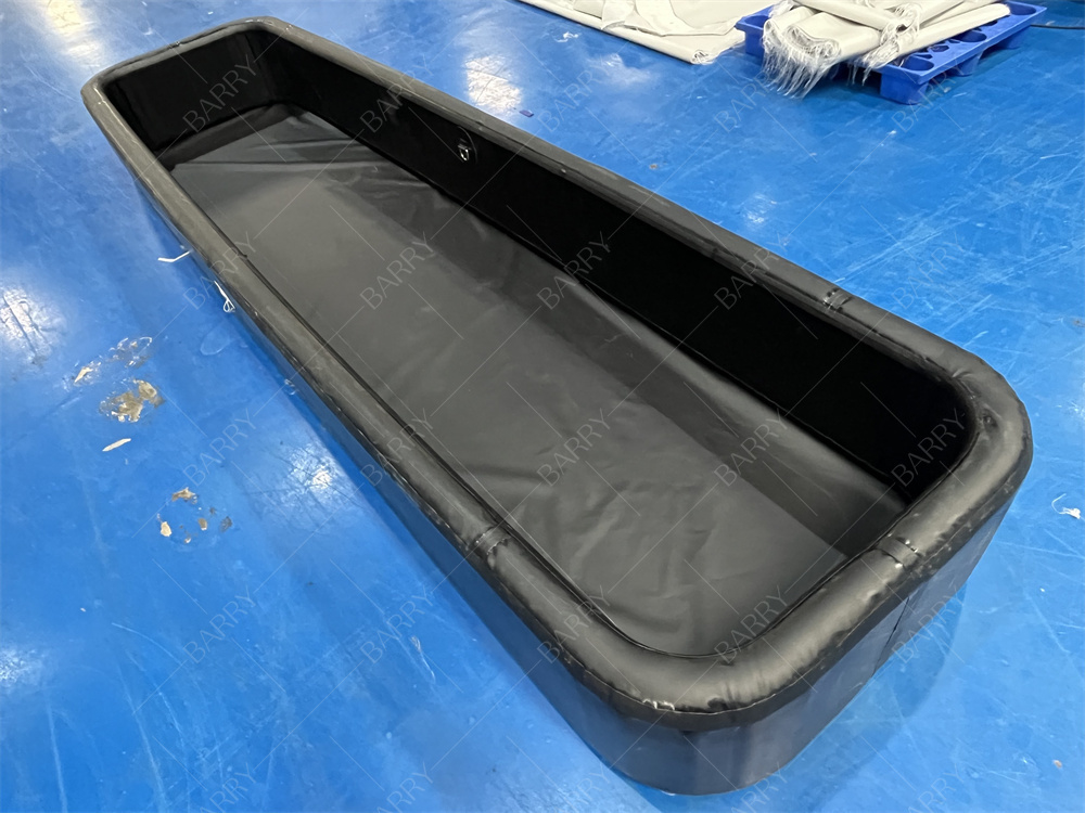 Black Rectangle Inflatable Drop Stitch Pool Teknologi Udara Berbilang Outdoor Inflatable Pool