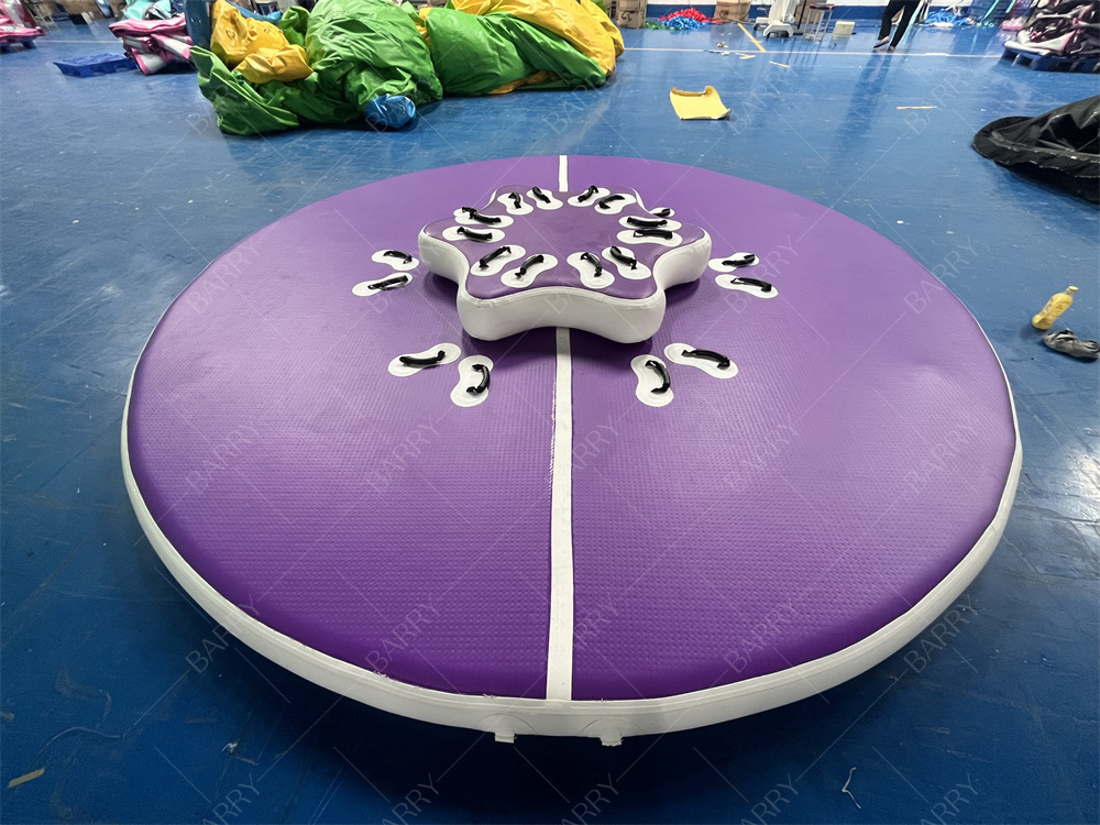 Drop Stitching PVC Round Tube Ungu Inflatable Dock Water Toys Untuk Kolam Renang, Danau
