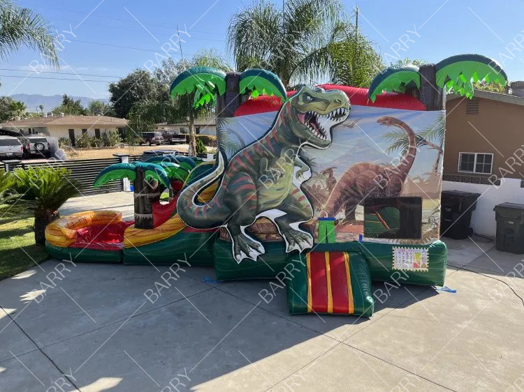 Backyard Bouncy Castle Dinosaur Bounce House Water Slide Pool Bouncers Inflatable untuk pesta