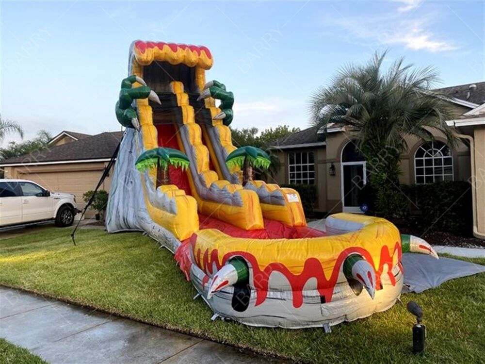 T-Rex Jungle Theme Slide Inflatable Backyard Commercial Grade Blow Up Slide Air Dengan Kolam Renang untuk Anak-anak dan Dewasa Dengan Blower