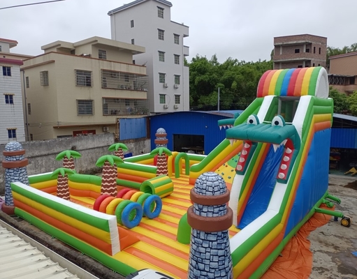 Peralatan Taman Bermain Inflatable Bouncy Castle Palm Trees Theme Untuk Taman Hiburan