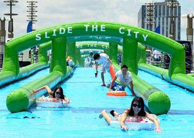Disesuaikan Long Amazing Inflatable Water Slides Untuk Anak-Anak Amucement