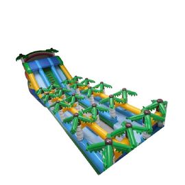 20m Tropis Raksasa Tiup Air Slide Hijau Dengan Pohon Kelapa