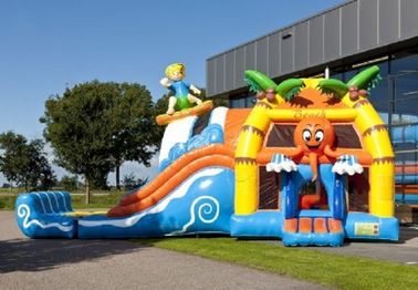 0.55mm PVC Beach Super Bouncer Slide Combo Sedang Dengan Kolam Renang