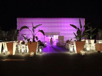 Giant Purple Lighting Inflatable Cube Tent Dicetak Untuk Pameran