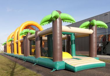 35m Jungle Kendala Course Tema Tiup Mengambang Rintangan Kursus Dengan Flame Retardant