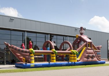Disesuaikan Kursus Hambatan Kapal Bajak Laut Bounce House Long Tunnel Hambatan Course