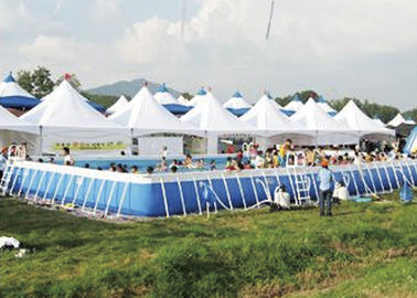 Disesuaikan Taman Hiburan Metal Frame Pool Dengan Slide Air Dinosaurus