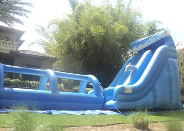 21FT Tinggi Slide Tiup Luar Ruangan Dan 32ft Panjang  Tiup / Gelombang Dengan Kolam Renang