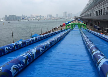 Panjang Lucu Biru 3 Lane 1000ft Kota Slip Slide Air Slide Tiup