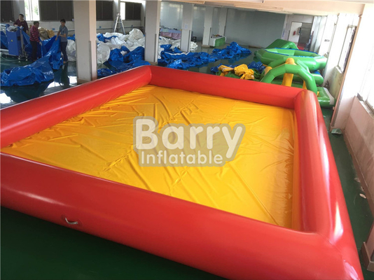 Kolam Renang Tiup Persegi Kuning Dan Oranye Untuk Taman Bermain Anak