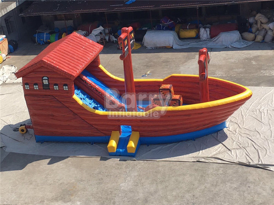 Pvc Combo Pirate Ship Boat Inflatable Bounce House Slide Untuk Pesta