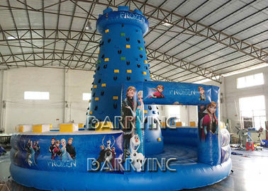 Biru Anak-anak Frozen Inflatable Climbing Wall Type PVC Bahan Inflatable Sports Arena