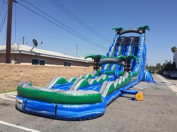 Biru Dan Hijau Tiup Ganda Slip Dan Slide Dengan Kolam 30 Foott Tinggi Untuk Taman