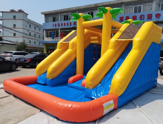 Seluncuran Air Tiup PVC Komersial Dengan Kolam Renang EN14960 Mudah Disetel