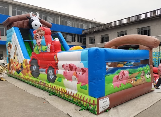 Terpal Komersial Melenting Slide Combo Hewan Ternak Rumah Bouncing Inflatable Jumping Castle
