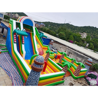 Double Triple Stitch PVC Bounce House Water Slide Combo Sewa Rintangan