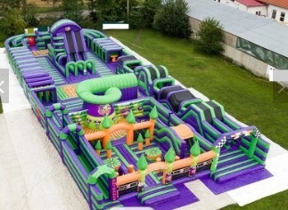 EN71 Kursus Rintangan PVC Bouncer 5k Kursus Rintangan Gila Gila Menyenangkan